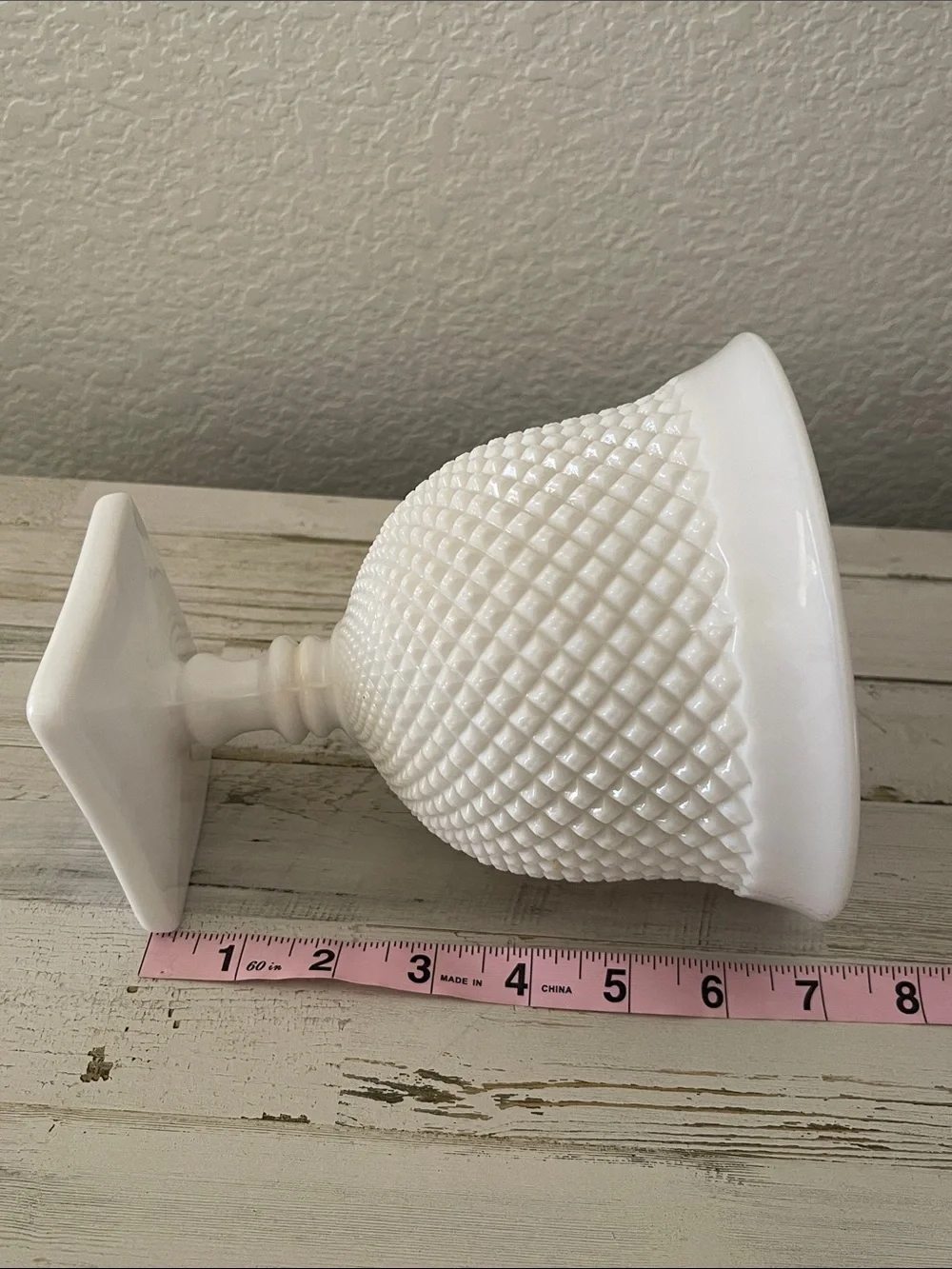 Vintage Westmoreland Style English Hobnail Milk Glass Pedestal Vase